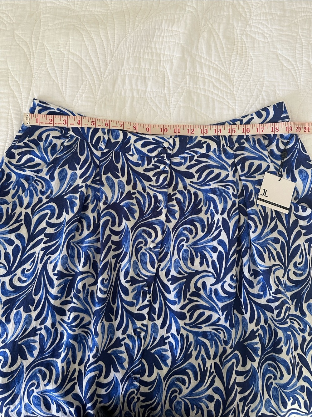 NWT Jules & Leopold Blue & White Botanical Print Midi Skirt XL | Pockets - Picture 11 of 15